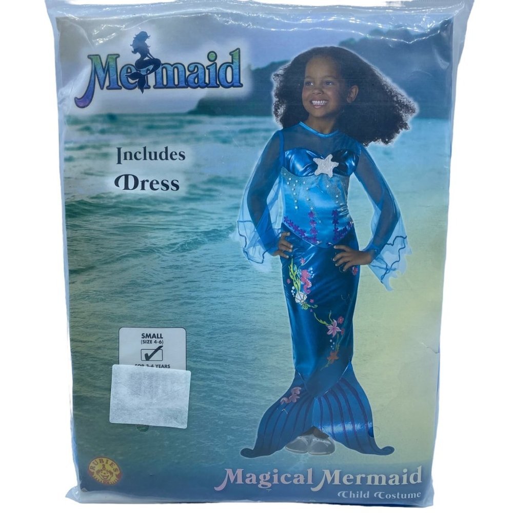 NWT NIB Magical Mermaid Girl Small 4-6 Blue Dress Birthday Costume Ages‎ 3-4